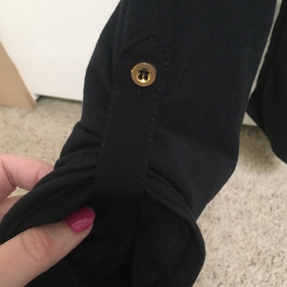 Black Collared Long Sleeve Button Down Top - Picture 5 of 10